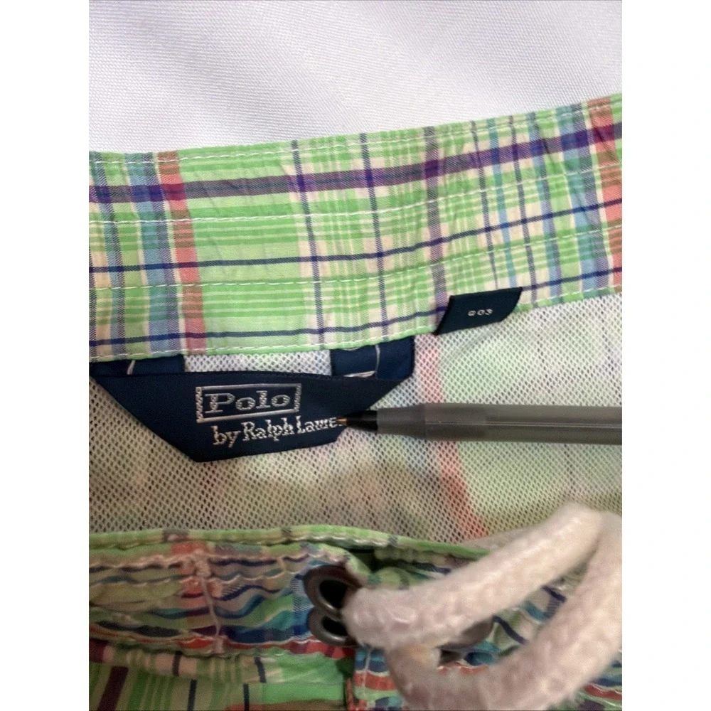 Polo Ralph Lauren Swim Trunks Men‎ Large Green Plaid Board Shorts Xl Vintage518